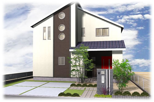 鎌ヶ谷市の新築住宅外構工事デザインパース