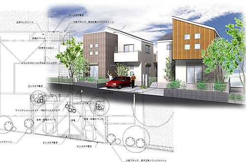 千葉市若葉区の外構設計パース
