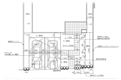 鎌ヶ谷市の新築住宅外構工事デザイン平面図