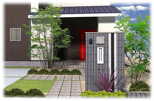 鎌ヶ谷市の新築住宅外構工事デザインパース